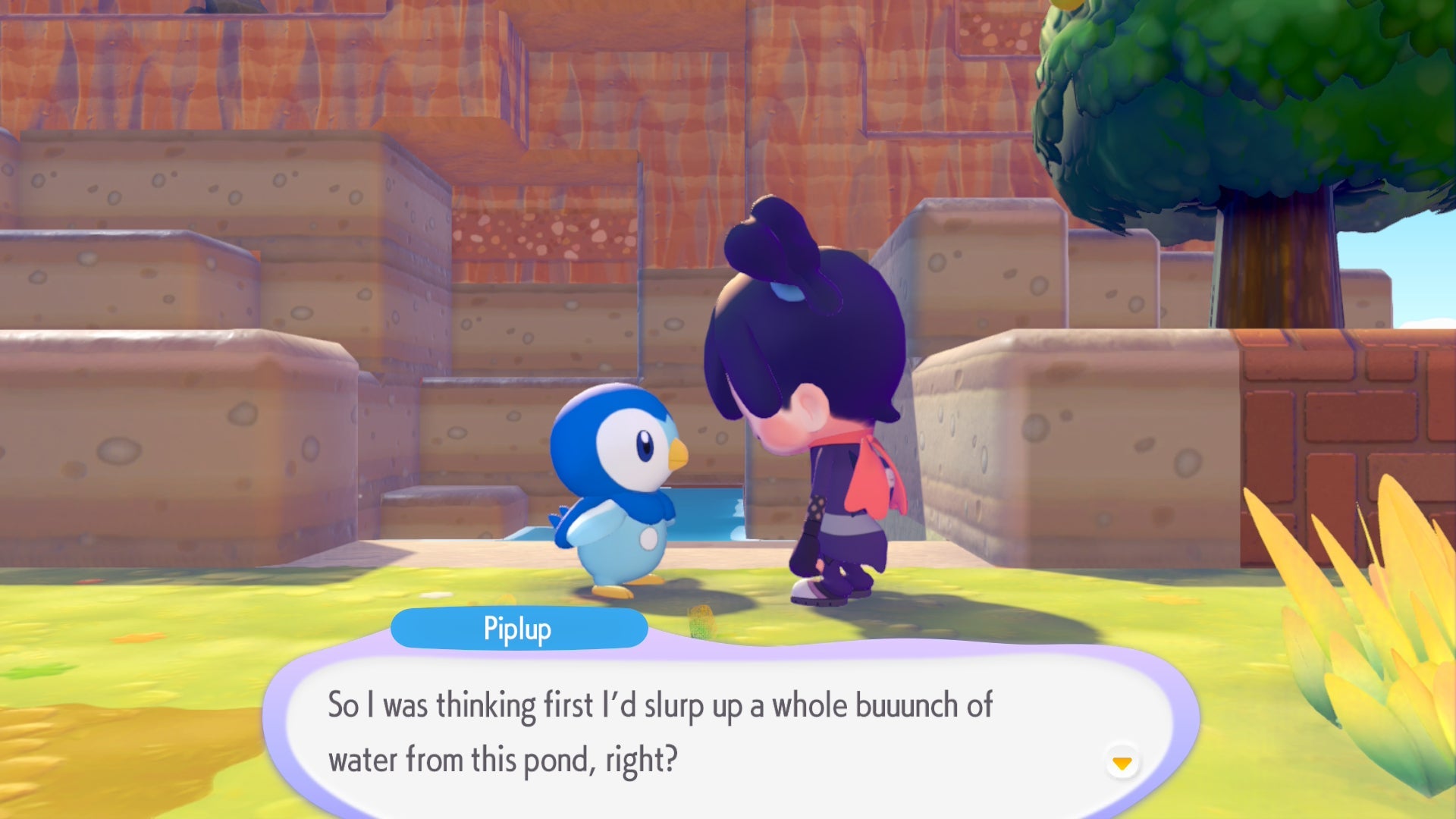 Piplup Making a Waterfall
