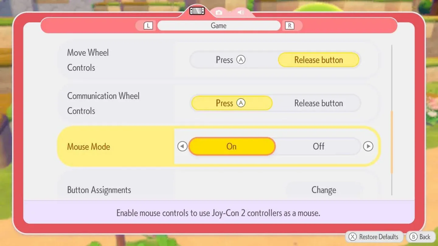 Move Wheel set to Release Button